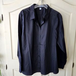 Port Authority LW100 Ladies Long Sleeve Carefree Poplin Shirt - Deep Black
